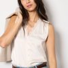 Ariella Sleeveless Lace Trim Blouse